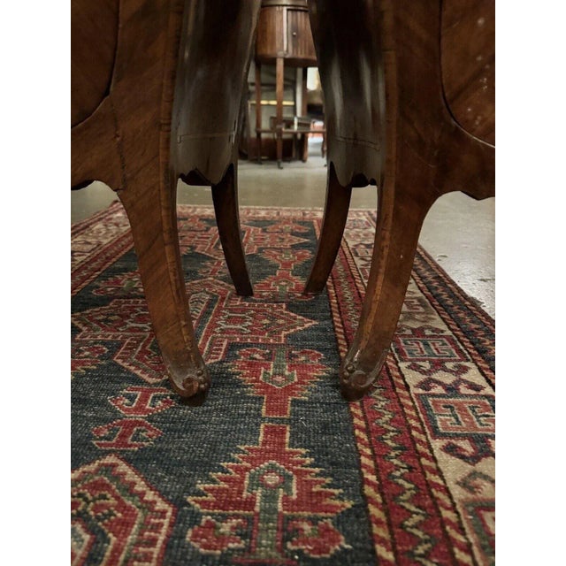 Petite Antique Bombe Chest With Inlay and Three Drawers For Sale - Image 11 of 12