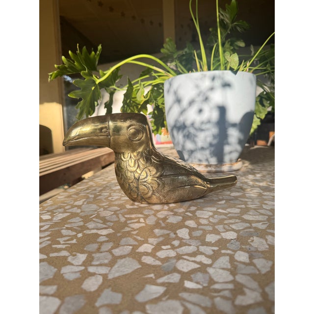 Large Solid Brass Mid-Century Toucan Figurine For Sale - Image 10 of 12