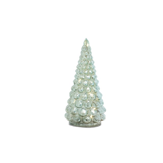 2020s LEDGreen Mercury Glass Tree (Set of 3) For Sale - Image 5 of 6
