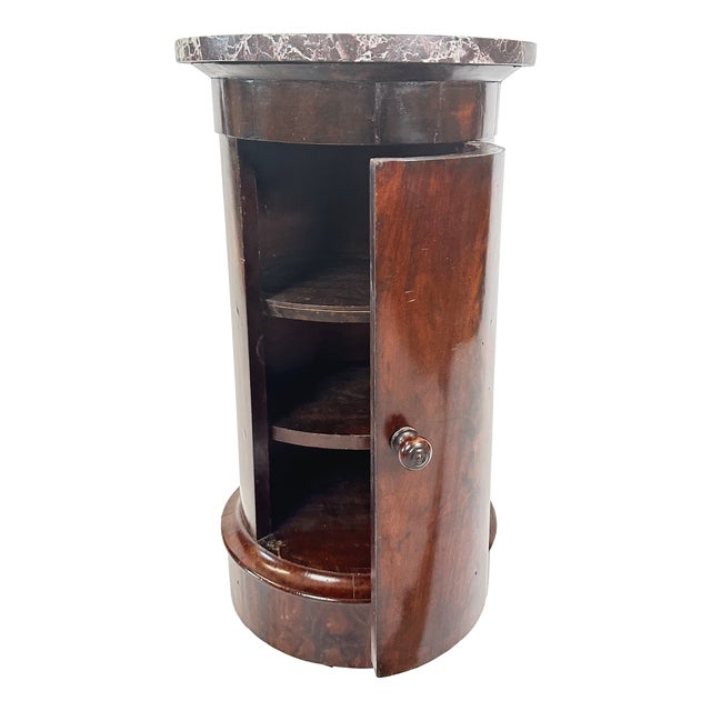 French Empire Drum Cabinet with Marble Top, 1800s For Sale