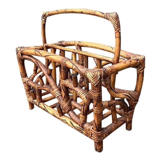 Vintage Bamboo Newspaper Rack For Sale