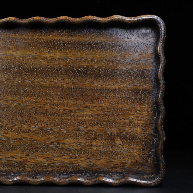 Huali Rosewood Rectangular Tray With Scalloped Edge For Sale In Los Angeles - Image 6 of 9