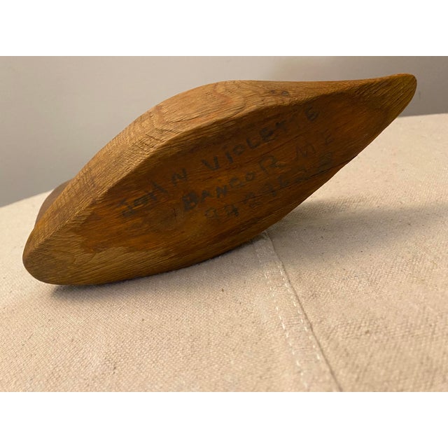 Mid 20th Century Vintage Antique Hand Carved Wood Duck Decoy Signed John Violette #2 For Sale - Image 5 of 5