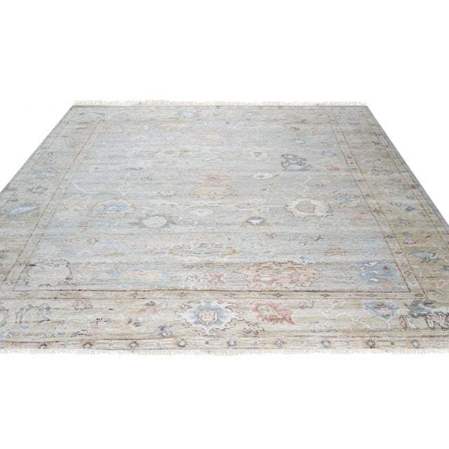 2020s Nadia Harlow Ivory Hand-Knotted Silk Rug Carpet, Allover Floral Indian Design For Sale - Image 5 of 6