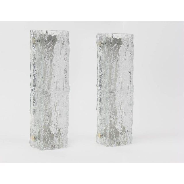 Large German Murano Ice Glass Vanity Sconces by Kaiser, 1970s For Sale - Image 3 of 6