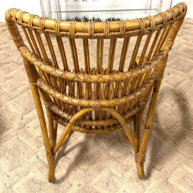Modern Pair of Italian Mid-Century Rattan High-Back Lounge Chairs, Style Franco Albini For Sale - Image 3 of 11
