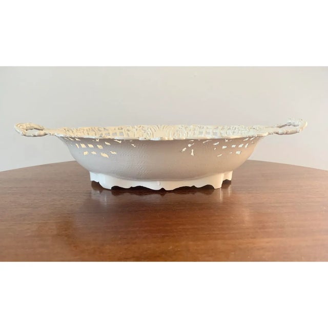 Early 20th Century French Country Reticulated Cast Iron Cachepot in White For Sale - Image 5 of 8
