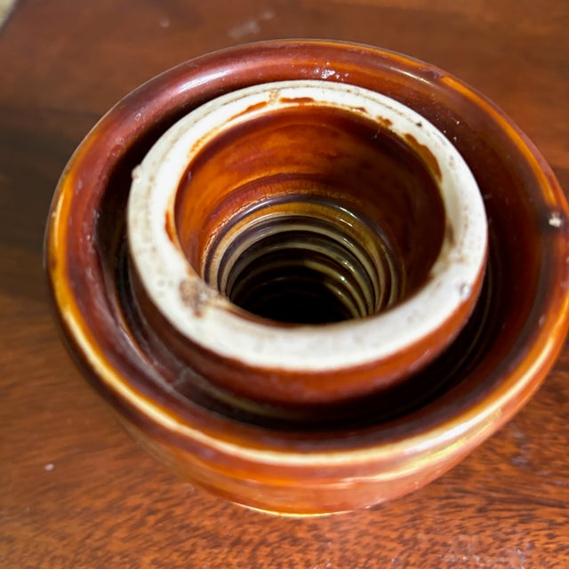 Vintage 1930 Lapp Caramel Brown Glazed Porcelain Insulator For Sale In Kansas City - Image 6 of 6