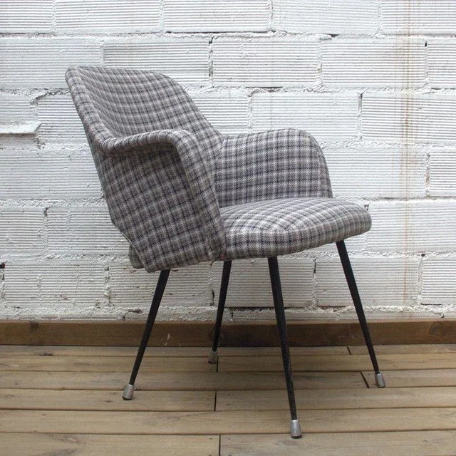 - 1960s lounge chair - In the style of Eero Saarinen's Executive model - From France - Reupholstered in Prince of Wales...