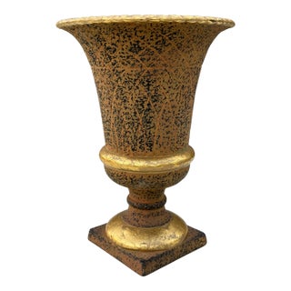 1960s Italian Hand-Painted Bronze & Gold Tortoise Shell Clay Pottery Urn For Sale