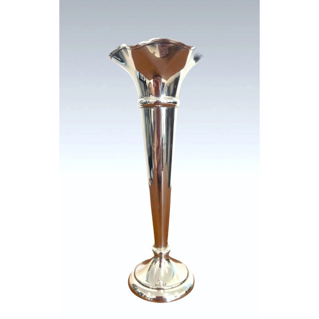 1920s Antique Walker & Hall Sterling Silver Trumpet Vase English C1924 (Mappin & Webb) For Sale - Image 5 of 12