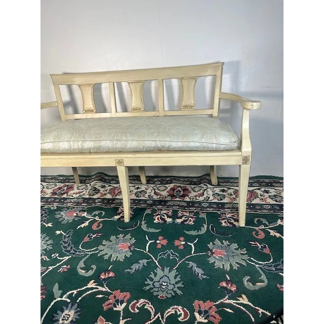French 1960s French Style Entryway Bench With Rush Seat For Sale - Image 3 of 10