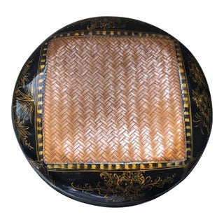 Asian Black Lacquer Woven Box For Sale