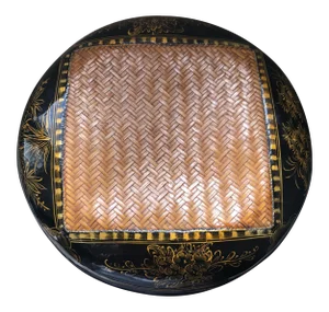 Asian Black Lacquer Woven Box