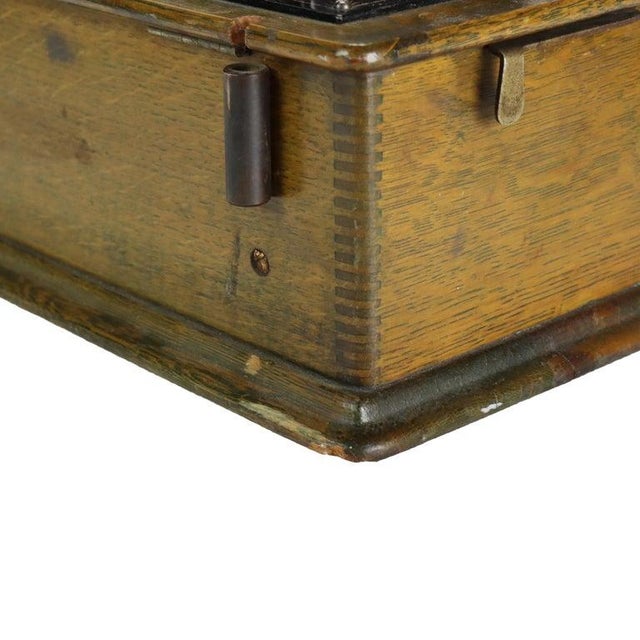 Antique Edison Home Oak Phonograph With Metal Horn Signed C1900 For Sale - Image 14 of 14