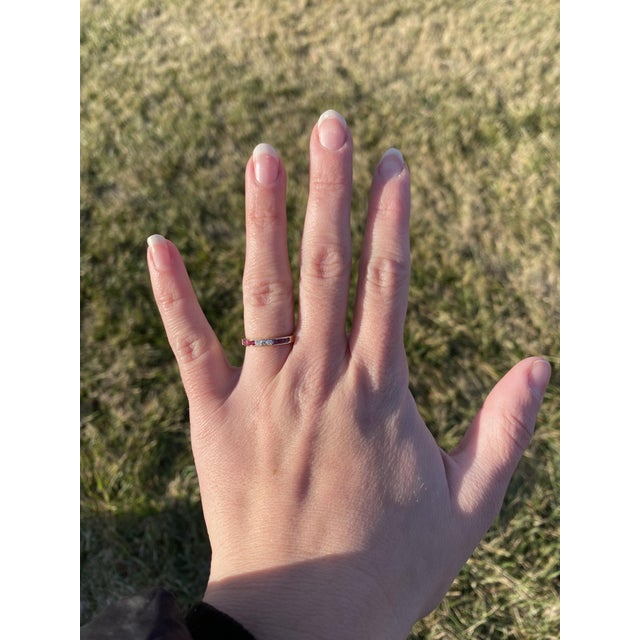 0.39ctw Ruby and Diamond Band Ring, 14k Yellow Gold, Ring Size 6.25 For Sale In Greensboro - Image 6 of 6