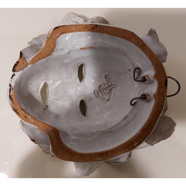 White Italian Majolica Ceramic Mask, 1960 For Sale - Image 8 of 16