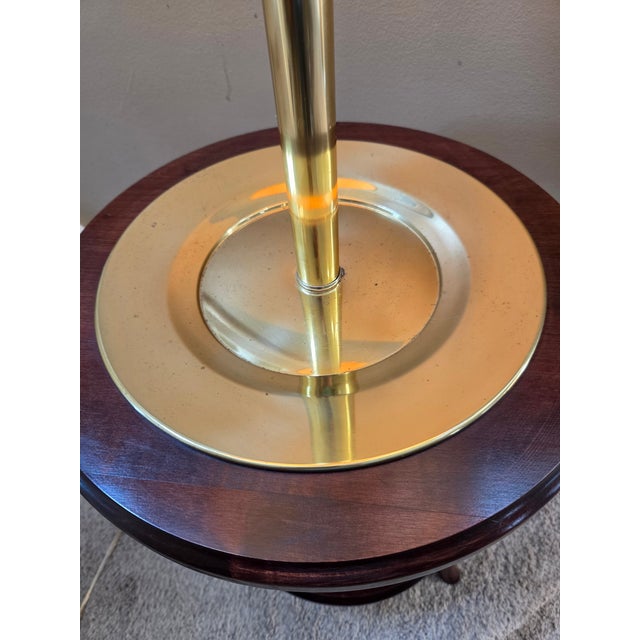 Vintage Faux Bamboo Brass Tray Side Table Floor Lamp For Sale - Image 11 of 14