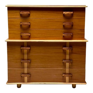 Paul Frankl, Rare Station Wagon Highboy Dresser, Rock Maple, Leather, Usa, 1950s For Sale