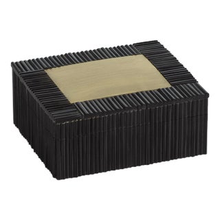 Black Resin Inlaid & Brass Decorative Box For Sale