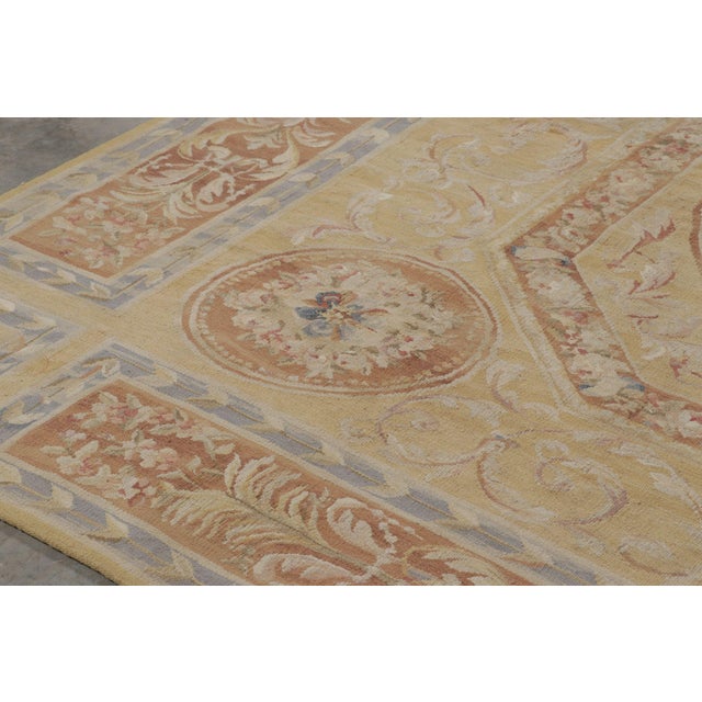 2010s Rug & Kilim's Aubusson Style Rug in Gold & Beige With Floral Medallion For Sale - Image 5 of 8