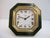 Traditional Cartier Paris Gold Plated Green Enamel Octagonal Travel Alarm Desk Clock For Sale - Image 3 of 14