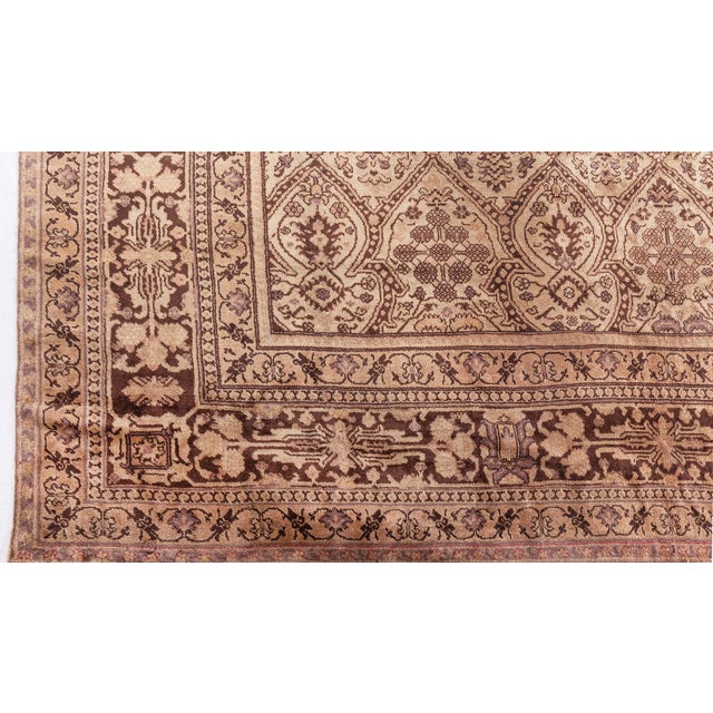 Textile Fine Antique Indian Amritsar Brown Carpet For Sale - Image 7 of 10