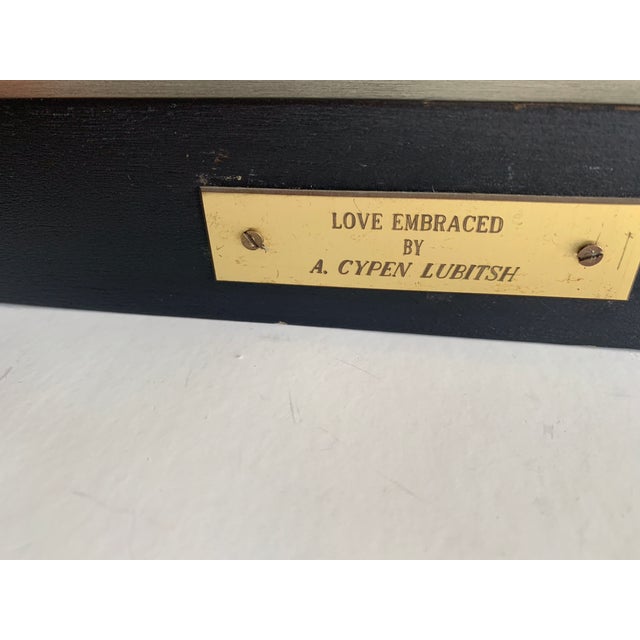 Mid-Century Modern 2 Feet Tall Modern Carved Wood Abstract Teakwood Figural Sculpture by Artist Cypen Lubitsh “Love Embraced” For Sale - Image 3 of 6