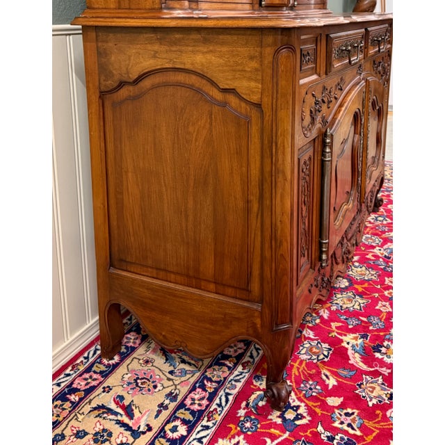 Brown Antique French Buffet Sideboard Server Cupboard Panetiere Highly Carved Oak For Sale - Image 8 of 18