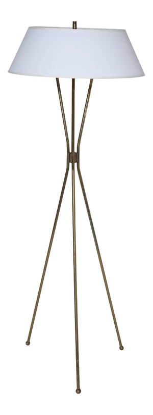 Gerald Thurston for Lightolier Brass Tripod Floor Lamp, 1950s