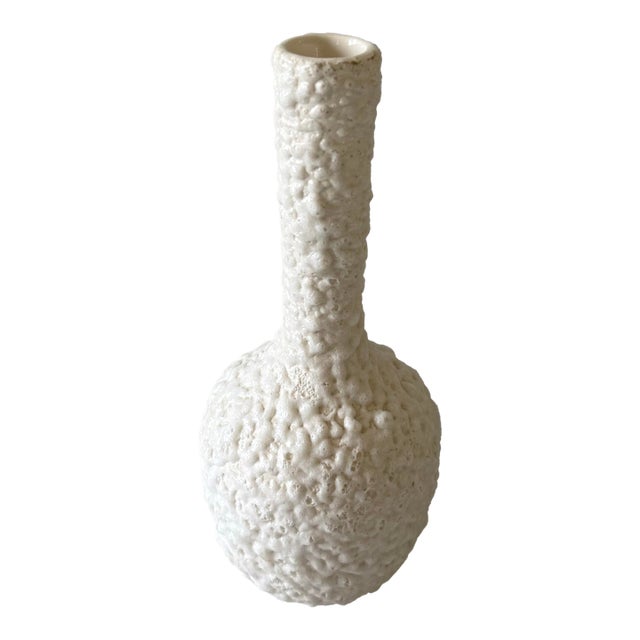 Vintage Royal Haeger White Lava Glaze Bud Vase For Sale