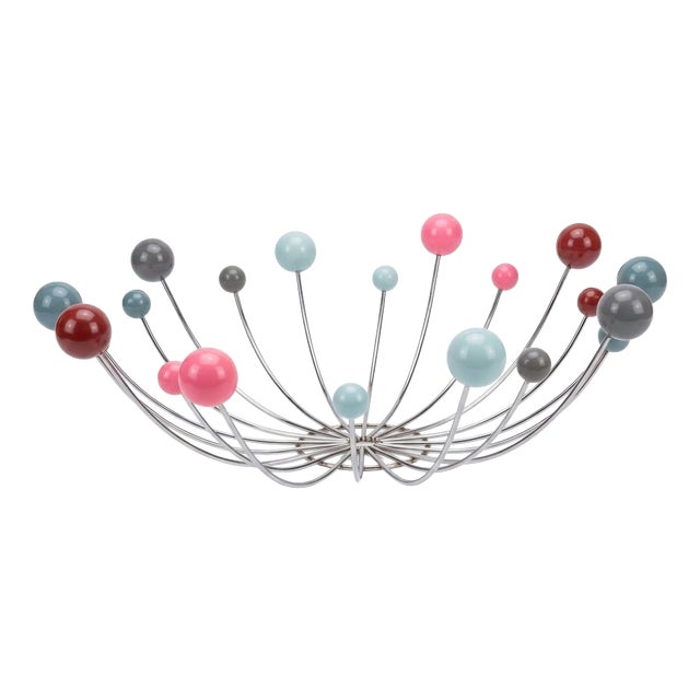 Mid-Century Modern Atomic Ball Fruit Bowl in Chrome Wire, 1960s For Sale