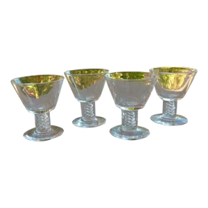 1960s Set of 4 Steuben Crystal Air Twist Liquor Cocktail Glasses