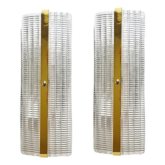 Gold Murano Glass Rectangular Diamanted Wall Sconces by Simoeng, Set of 2 For Sale