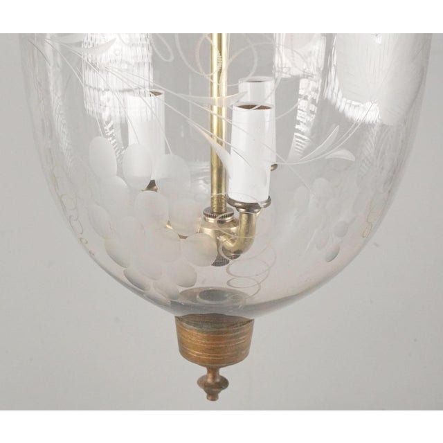 Antique 12.5 In. Clear Etched Crystal Bell Jar Pendant Light For Sale In New York - Image 6 of 14