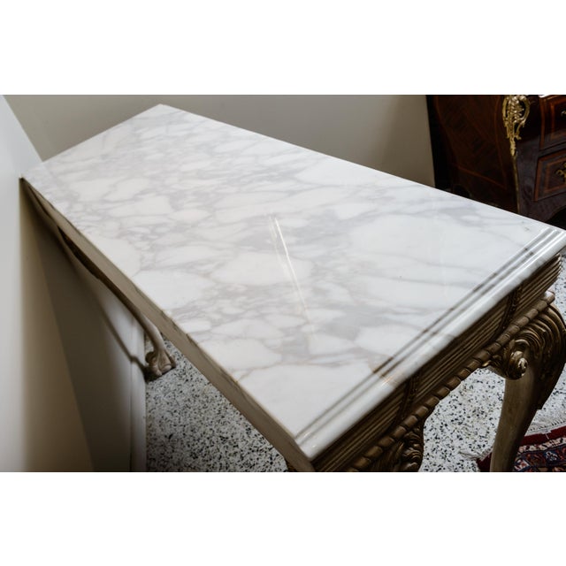Grand Tour Marble Top Console With White Marble Top For Sale - Image 3 of 10