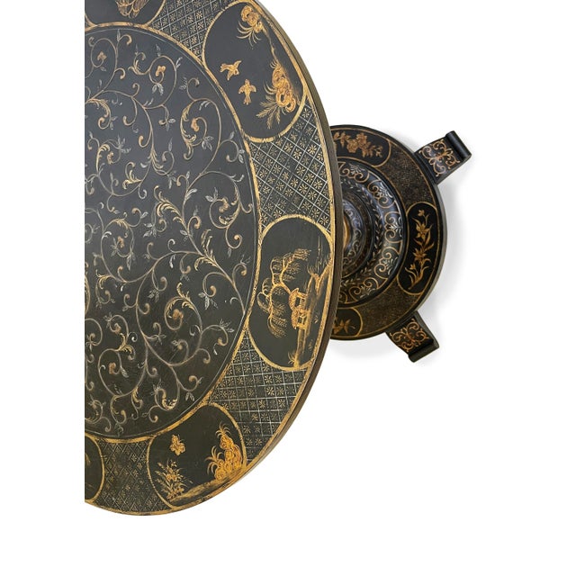 Hand-Painted Chinoiserie Round Entry Table For Sale - Image 10 of 11