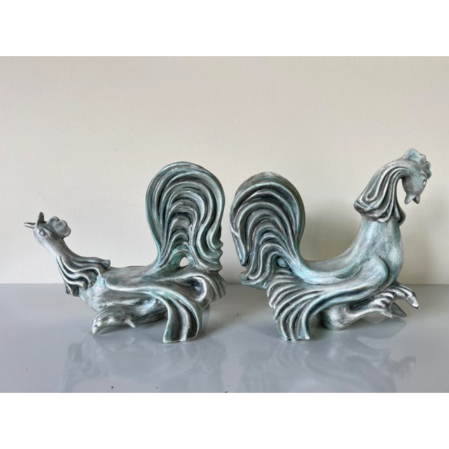 1960s 1960's Jodie Art Pottery Roosters Sculptures - a Pair For Sale - Image 5 of 13