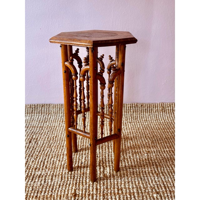 Victorian Antique Art & Crafts Oak Side Table For Sale - Image 3 of 8