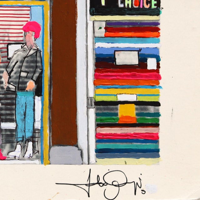 Boom City, London - Original Contemporary London Cityscape Mixed Media Painting on Paper by Fabio Coruzzi For Sale - Image 9 of 10