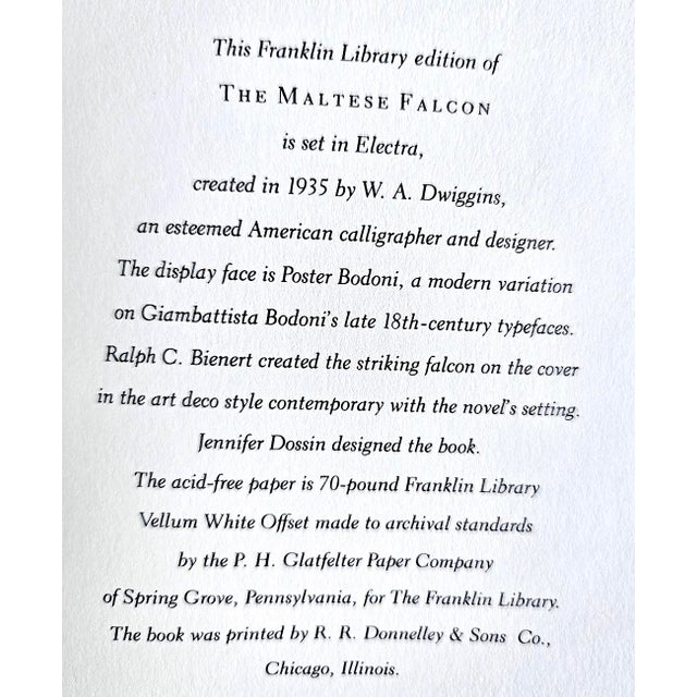 1987 Leather Edition, "The Maltese Falcon", by Dashiell Hammett, Franklin Library of Mystery Masterpieces For Sale - Image 10 of 12