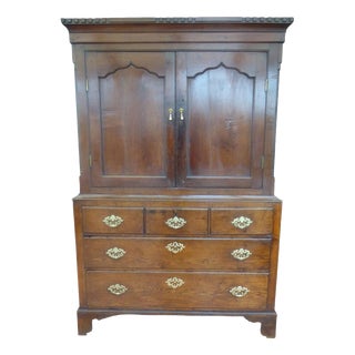 Antique 18th Century Georgian English Country Oak Hall Cupboard, 1740 For Sale