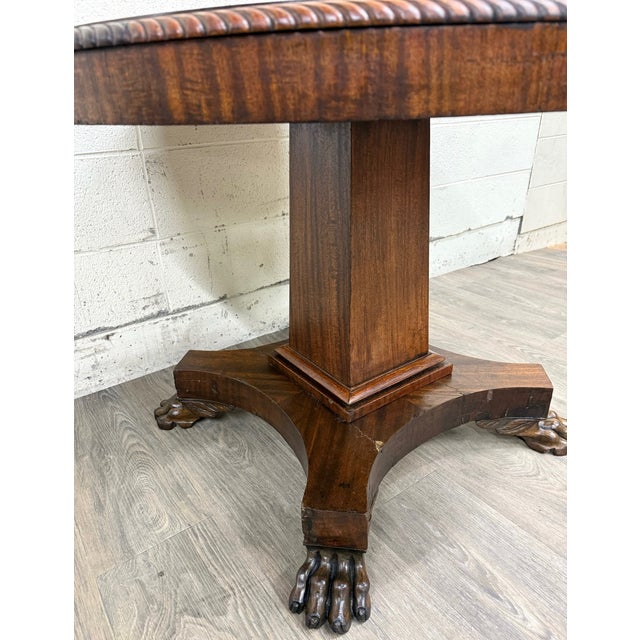 Antique American Empire Carved Mahogany Lion Paw Feet Pedestal Center Table For Sale - Image 11 of 11