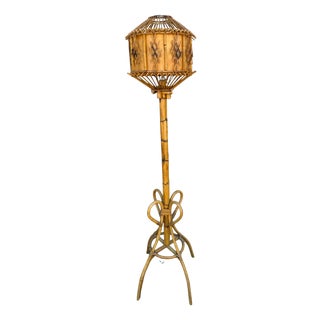 Vintage French Table Lamp in Rotin, 1960s For Sale