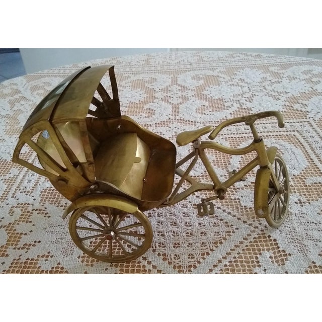 Metal Vintage Brass Rickshaw Model For Sale - Image 7 of 7