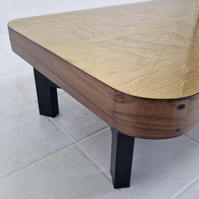 Etched Brass Coffee Table from Felix De Boussy, Belgium, 1976 For Sale - Image 15 of 17