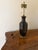 Treasured vintage 27”H table lamp with 6”diameter black/gold painted porcelain base and 12”H x 19”diameter soft...
