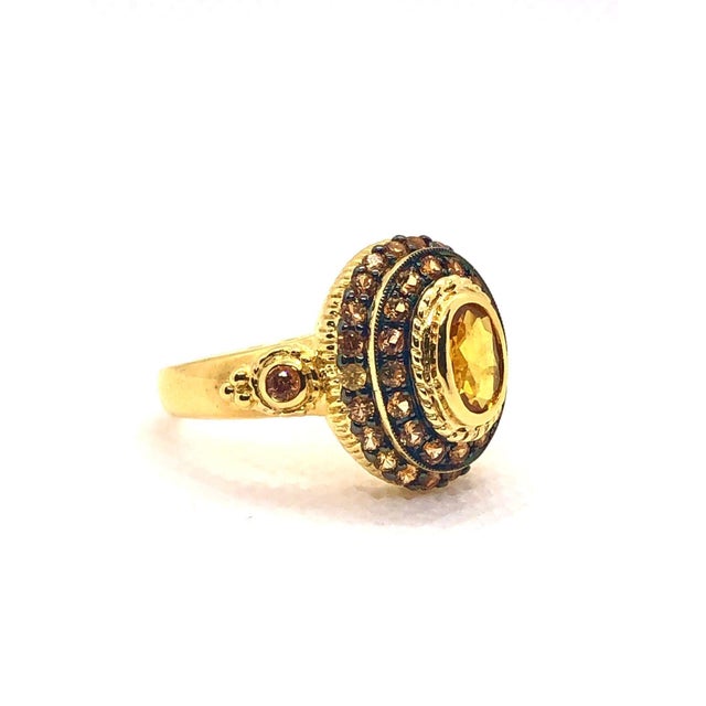 Late 20th Century Bochic "Orient" Vintage Fancy Yellow Sapphire Ring Set In 18K Gold & Silver For Sale - Image 5 of 18
