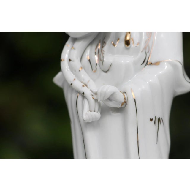 1960s Vintage Chinese Porcelain Figure of Guanyin For Sale - Image 9 of 13