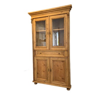 Corner Cabinet in Natural Wood For Sale